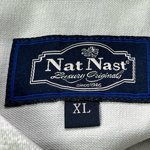 Nat Nast Silk Blend Hawaiian Shirt Mens XL Light Green Leaf Print Short Sleeve - Picture 3 of 9